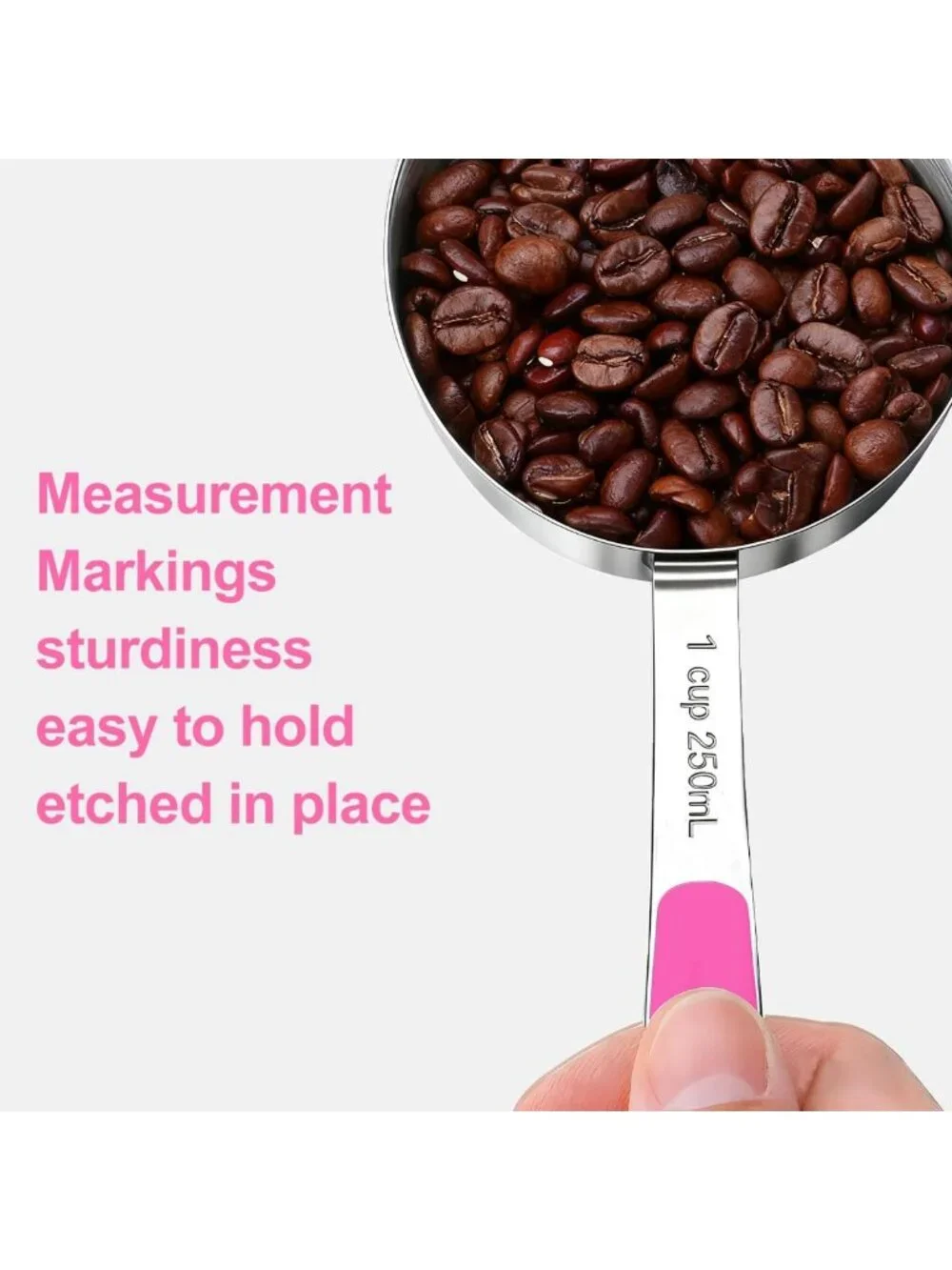 10-Piece Stainless Steel Measuring Cups & Spoons Set for Cooking & Baking - Pink